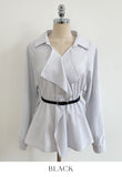 Nels Stripe Frill Collar Blouse (Belt Set)
