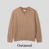 Rich cable V-neck knitwear