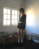 Ponen Cotton Ribbed Crop U-Neck Cardigan