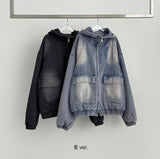 Casual Street Boa Fur Lining Warm Hood Denim Jacket