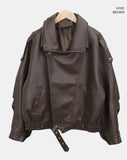 Noem Collar Overfit Leather Jacket