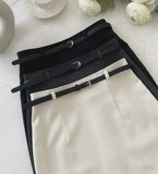 Billy Slit H-Line Long Skirt (Belt Set)