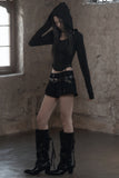 [mnem] Diamond Neck Corset Hoodie