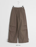 [unisex] Nitte Banding String Nylon Brushed Parachute Pants