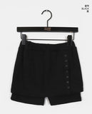 [Brushed Lining] Peel Button Slit Layered Skirt Shorts