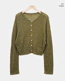 Fan-on Pendant Round Knit Crop Cardigan