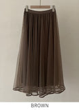 Pierre Double Tulle Lace Pleated Banding Skirt