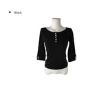 [MADE] Oeun Round Button Three Quarter Sleeve T-Shirt