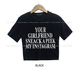 Media lettering cropped short-sleeved