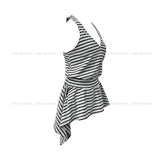 Witty Stripe Flare Halter Sleeveless