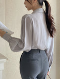 [Tie set] Majella Puff Shirring Blouse