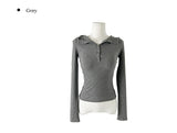 Elvin Slim Fit Hood Button Long Sleeve T-Shirt