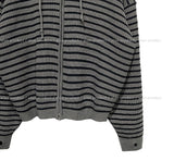 Color Matching Stripe Knit Warmer Hood Zip-Up