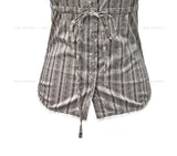 Zuki Vintage Ruffle Button Top