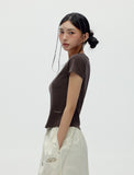 W U-Neck Crop Slim T-shirt