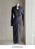 Rislow Collar Shirt Wrap Dress