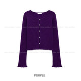 Mode Ribbed Open Frill Cardigan