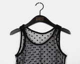 Leman Dot See-Through Frill Layered One Piece