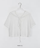 Duco Summer Crop Ribbon Hood Short Sleeve Cardigan