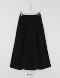 Meltik Brushed Banding Pin Tuck Flare Long Skirt