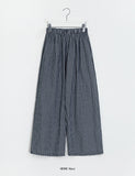 [BAONHAUS] Zmenz Seersucker Summer Banding Wide Pants