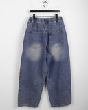 [MADE] Villard Surgical Damage Washing Banding Long Wide Denim Pants