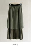 Colby Suede Belt Banding Pleated Skirt
