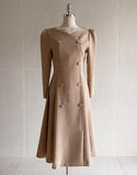 Romid Double Button Puff Tweed Flare One Piece