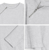 Renid Waffle Zipper Long Sleeve Tee