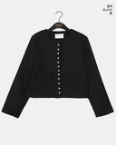 [MADE] Lame snap button no collar guest look tweed jacket