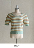 Shushu Short Sleeve Stripe Square Knit