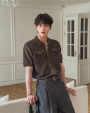 Base Two-Pocket Collared Short Sleeve Knit