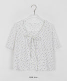 Natsume Embossed Flower Sleeveless Short Sleeve Cardigan Set
