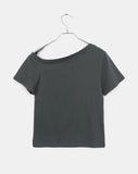 Sasha Stud Rivet Unbalanced Off-Shoulder Short Sleeve T-Shirt