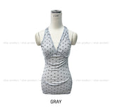 Even see-through dot halter sleeveless