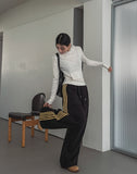 Solid track line two-way training pants