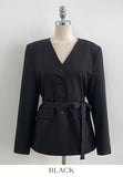 Illy V-neck No Collar Jacket (Belt set)