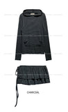 Berry Stripe Hood Flare Wrap Skirt Set