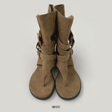 Buckle Two-Way Middle Suede Flip-Flops Boots