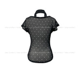 Blurry dot see-through hole short sleeve scarf set