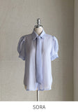 [Tie set] Sell See-through Collar Short Sleeve Blouse