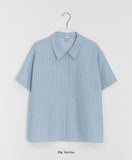 [BAONHAUS] Wickers Summer Seersucker Stripe Short Sleeve Shirt