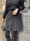Chalet Brushed Unbalanced Pleats Mini Skirt