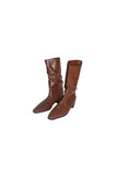 midi shirring leather boots