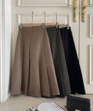 Milka Wool Brushed Pleated Long Skirt