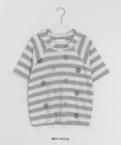 Kaol Stripe Dot Hood Short Sleeve Tee