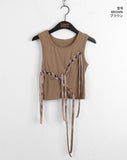 Hino Balletcore Eyelet Ribbon Cropped Sleeveless