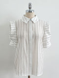Tibet Stripe Puff Shirt Blouse