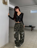 Damaged camo carpenter double knee pants