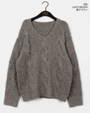 Kepi Wool Cable Fit Off-Shoulder V-Neck Knit